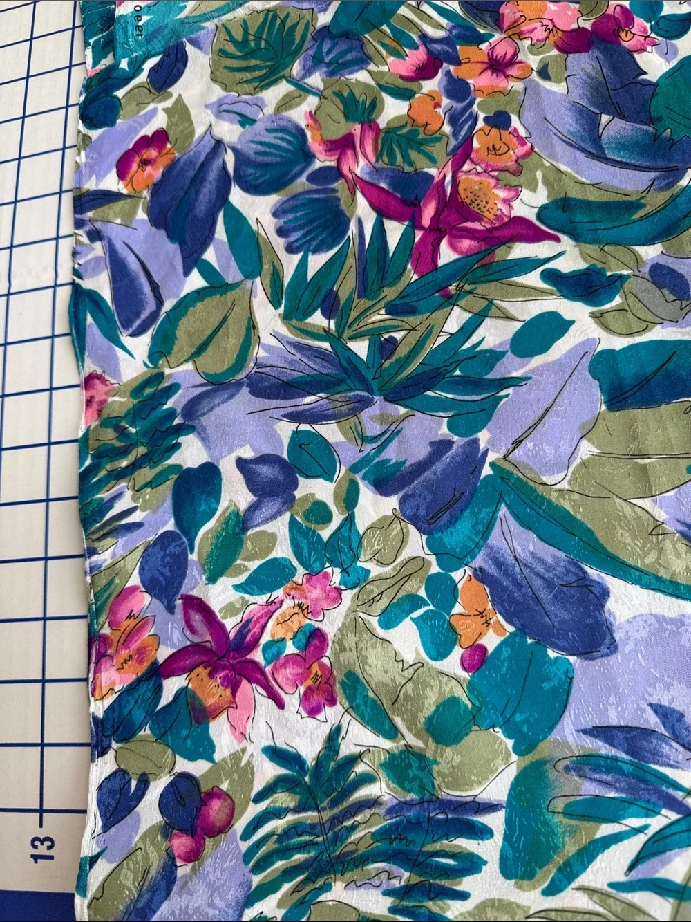 Vintage 1990 Hi-Fashion Fabrics Tropical Floral Slinky Jacquard 2 1/4 Yds